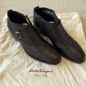 Salvatore Ferragamo black leather boots. Worn twice. Made in Italy.
